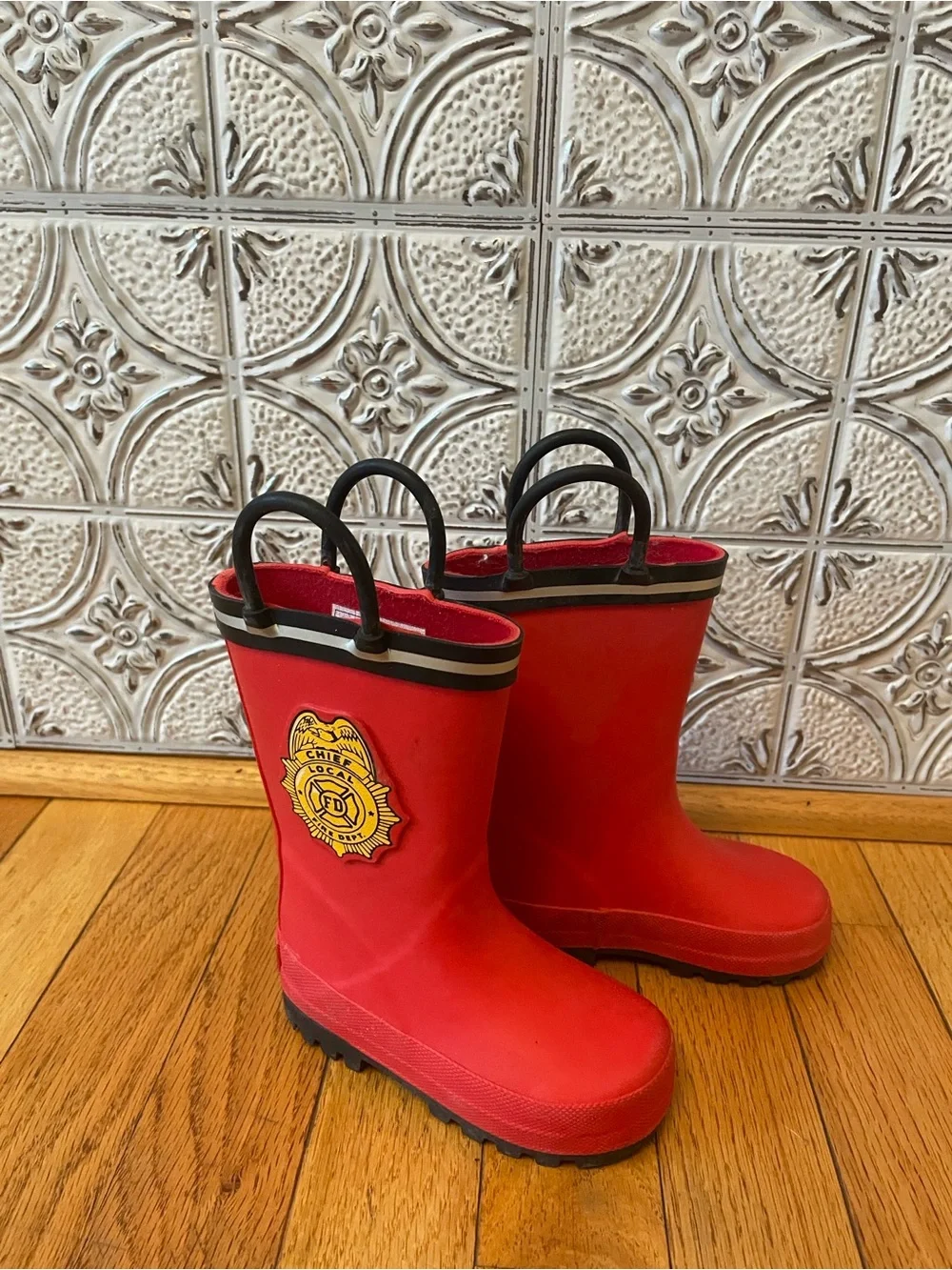 Carter's Red Kids Firefighter Rain & Snow Boots with Black Handles